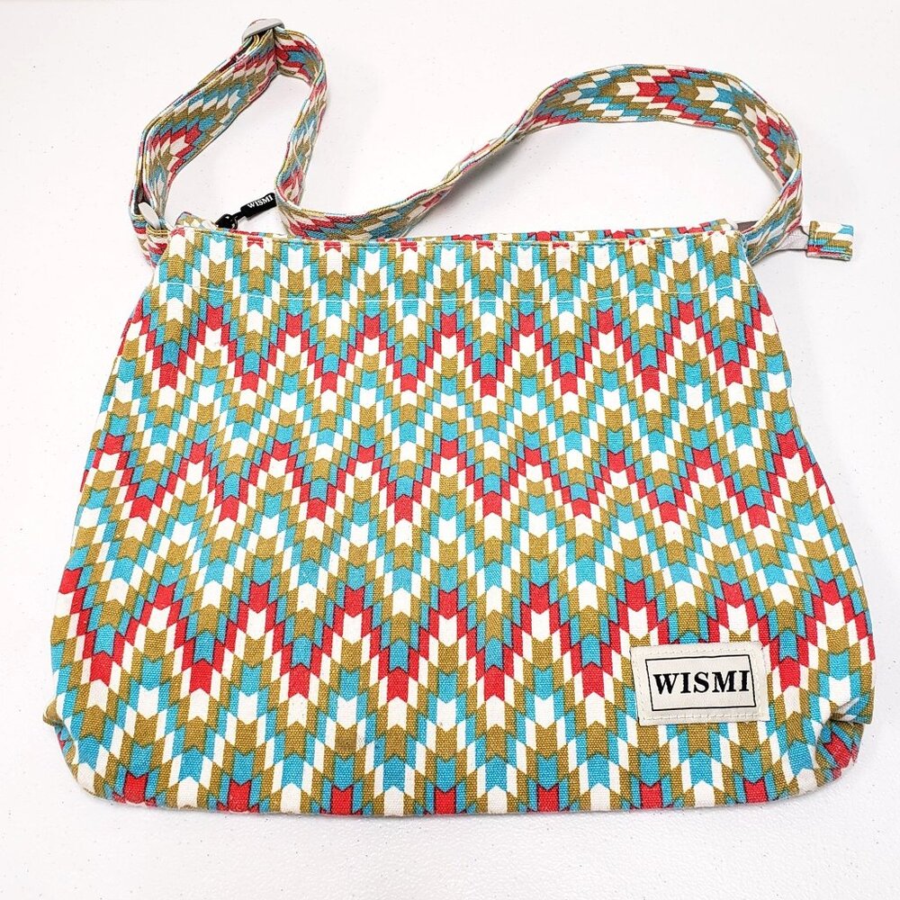 Wismi Canvas Chevron Crossbody Bag